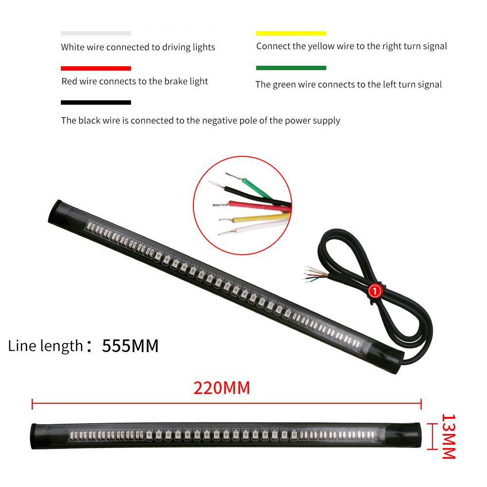 48 светодиодных полосок для мотоцикла, задний указатель поворота и дневные ходовые огни, янтарно-белый кольцевой фонарь для мотоцикла, мигающий фонарь 12 В