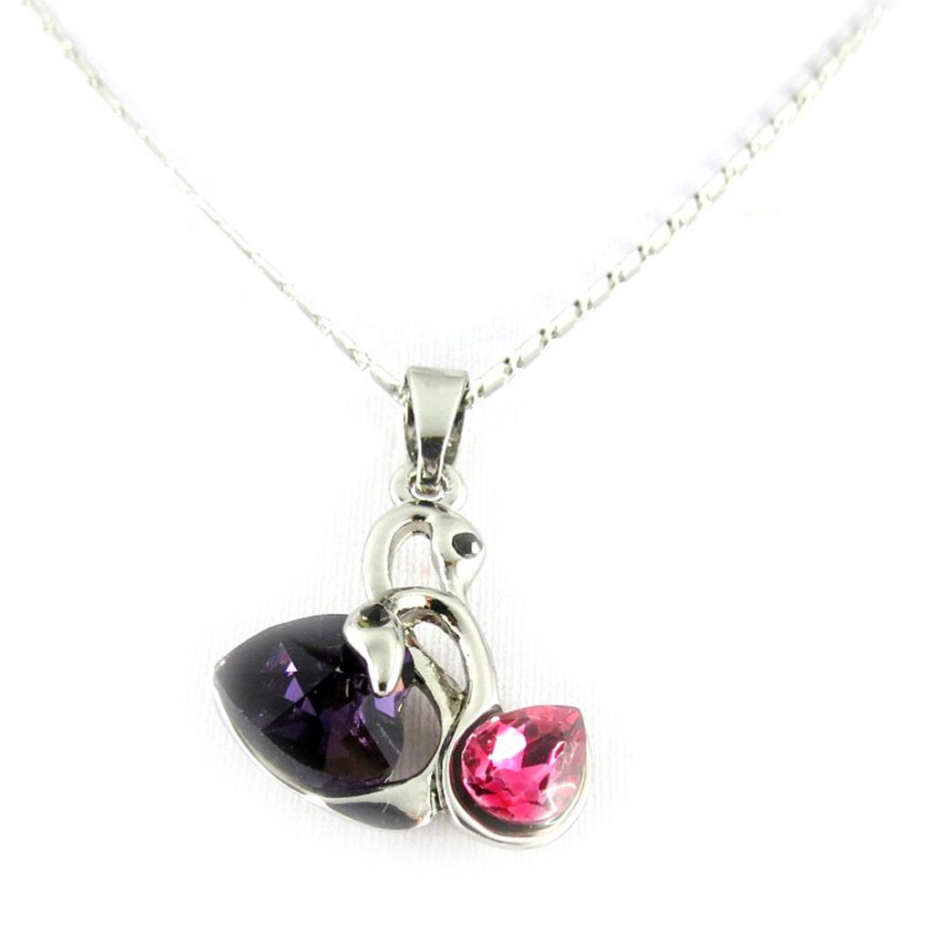 Les Trésors De Lily [K8062] - Designer Necklace 'Swans' Purple Pink