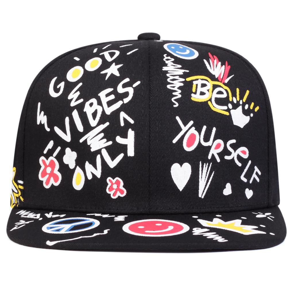 Unisex Smiling Graffiti Print Hip-hop Hats Fashion Spring Autumn Outdoor Adjustable Casual Baseball Caps Sunscreen Hat