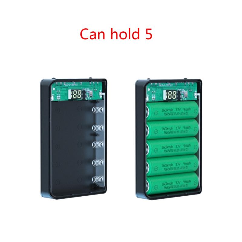 Контейнер для 5 аккумуляторов Съемный держатель Power Bank для корпуса DIY для корпуса Двойной USB-держатель для аккумуляторов 18650 для корпуса