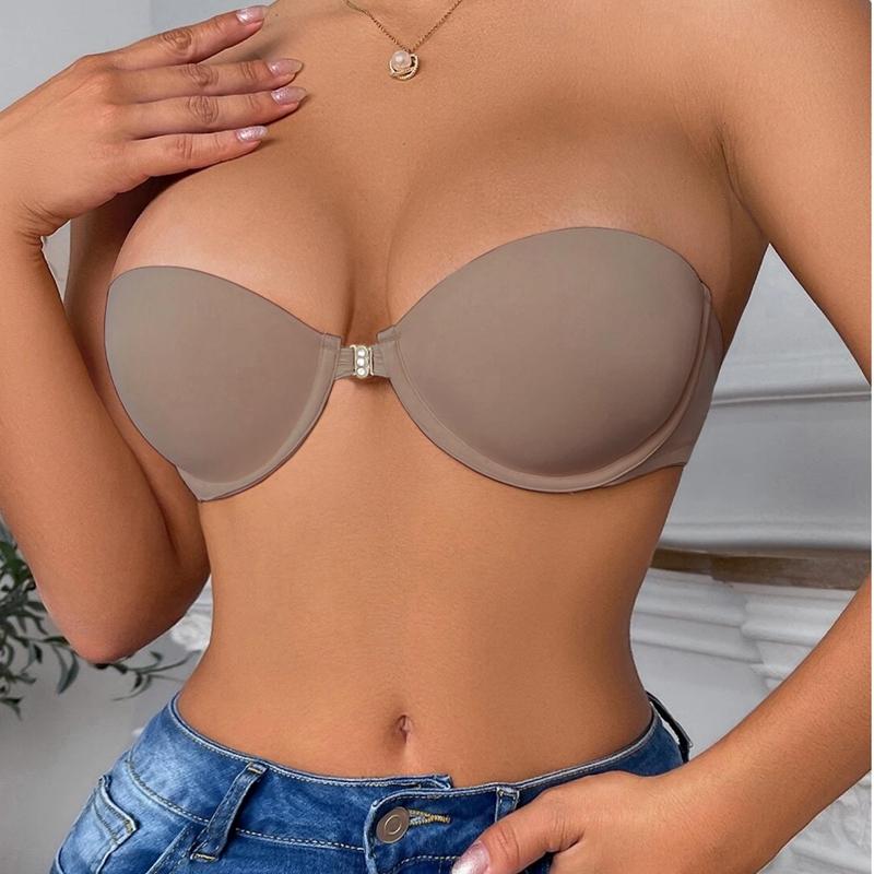 Женский бюстгальтер с половиной чашки, передние пряжки, формованные чашки, дизайн с обнажением плеч и открытой спиной для вечеринки, свадебная чашка BC для девочек