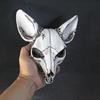 3D Fox Skull Wall Sculpture Home Office Living Room Wall Art Decoration Halloween Spooky Animal Skull Resin Figurine Statue Wall Ornament