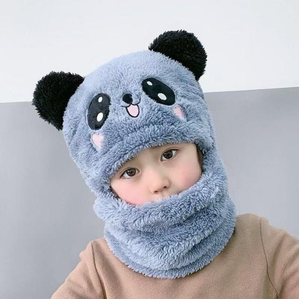 Fleece Kids Winter Hats Panda Warm Bonnet Scarf Fashion Children Beanie Caps Outdoor