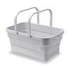 ISETO Folding Basket, Soft Basket (Limited Edition) White Gray, 15L, 46.3cm W X 29.0cm D X 6.8-19.6cm H, Made In Japan, with Drain Plug, Foldable, Ide