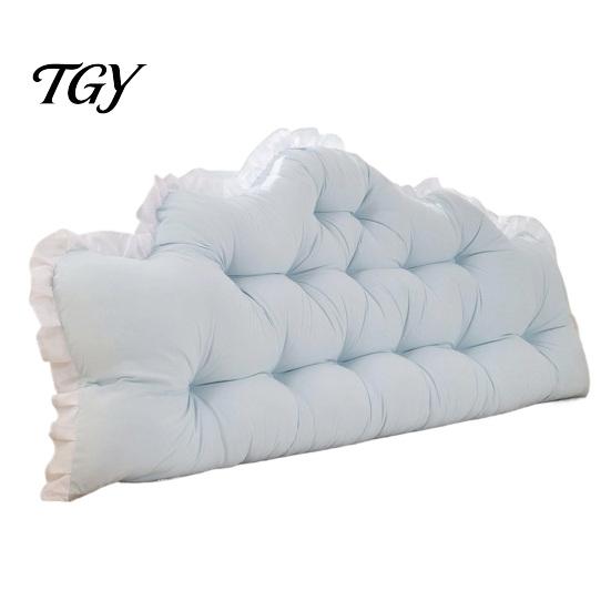 Cushion for Dorm Room Headboard with Ruffle Trim, Pillow, Crown Shape, Bed Decorative Backrest Wedge Support Pillow College Bedroom Decor, Reading