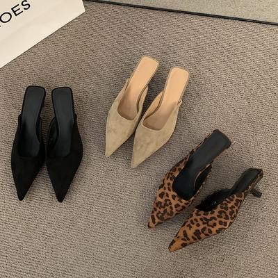 Дизайнерские мюли-тапочки с острым носком и леопардовым принтом, модные неглубокие туфли-слипоны, повседневные на низком каблуке, женские шлепанцы