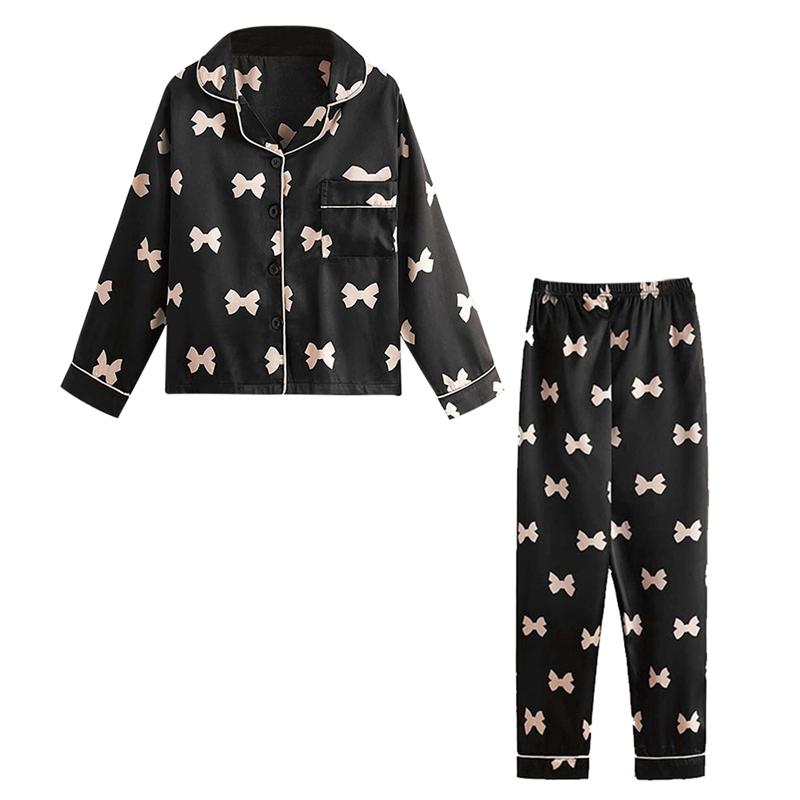 Детские шелковые пижамы на пуговицах, ночное белье, комплекты для отдыха из 2 предметов, 6–12 лет