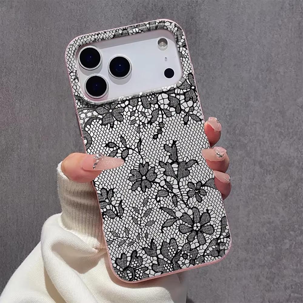 Чехол в кружевном стиле для iPhone 17 Pro Max 16 Pro 15 14 11 13 12 11 16E 17Air XR XS, текстура личи, мягкая крышка