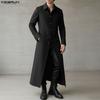 Men Lapel Neck Long Sleeve Buttons Up Texture Long Cardigan Coats