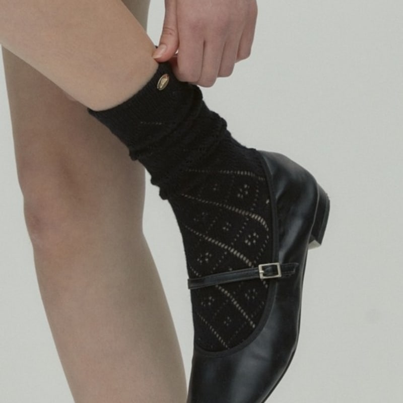 DEPOUND lace argyle socks - black