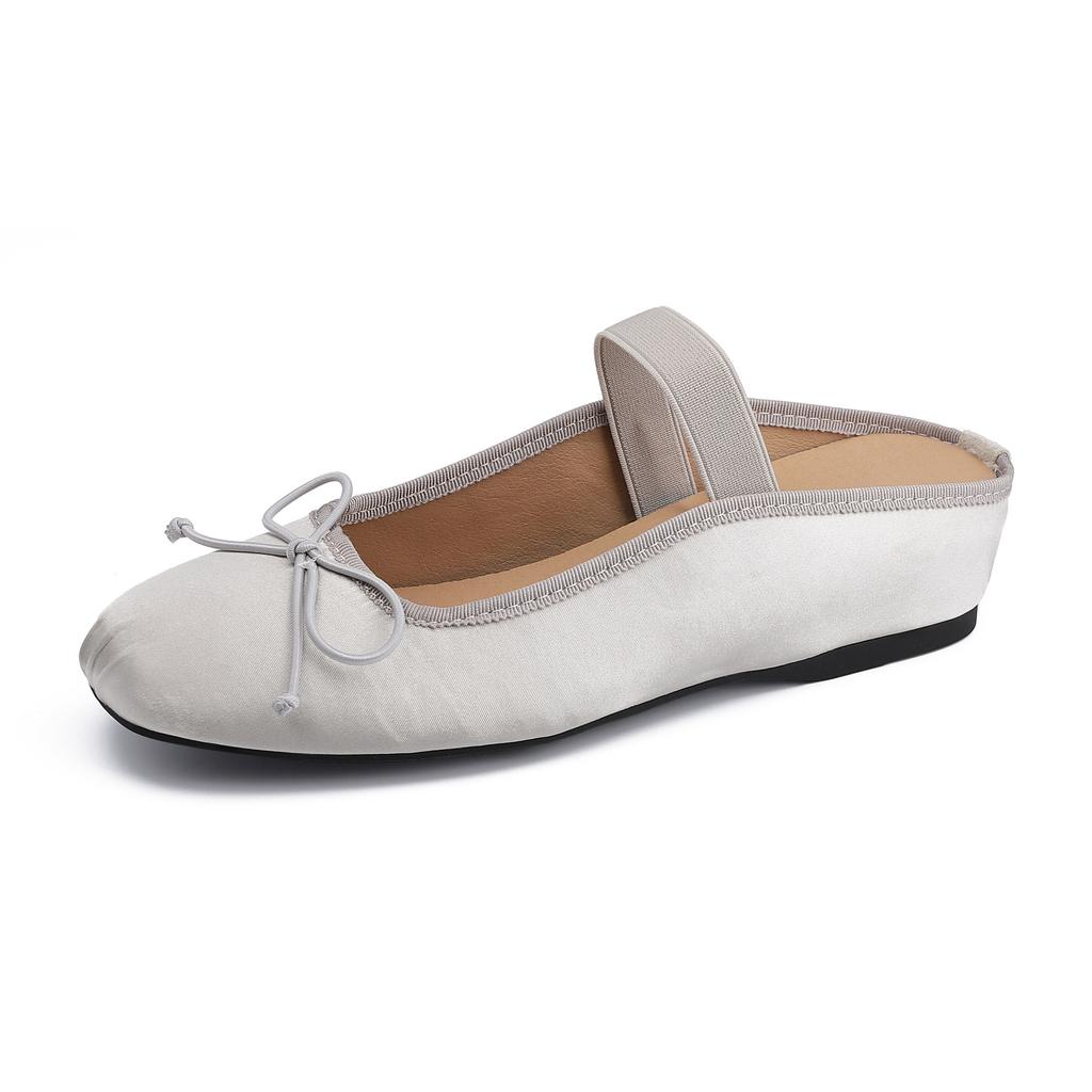 Виноградная мать лето новая сумка голова крутые тапочки женские бант ремешок на одно слово внутренняя высота увеличение толстая подошва мюли 2025 лето