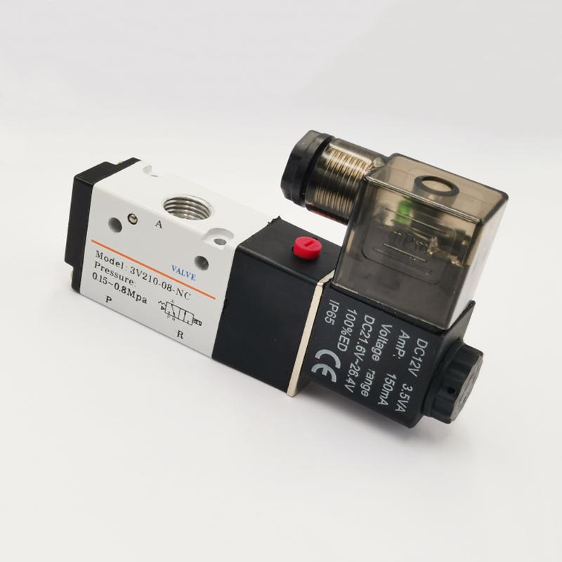 1Pc3-ходовой 2-позиционный 1/4" BSPP электромагнитный клапан управления направлением воздуха 3V210-08 DC12V DC24V AC110V AC220V