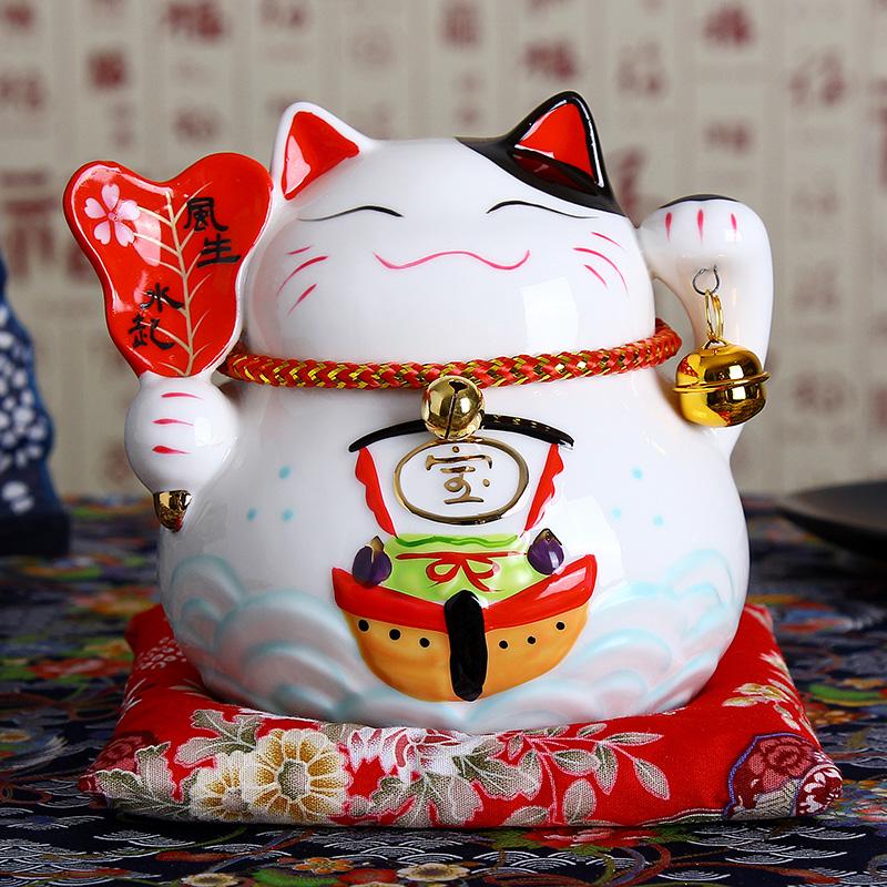 4.5 Inch Japanese Ceramic Lucky Cat Maneki Neko Home Decoration Ornaments Business Gifts Fortune Cat Money Box Feng Shui Craft