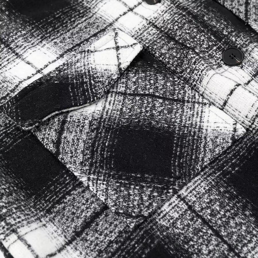 Женская зимняя клетчатая оверсайз-рубашка 2024: Модный, Универсальный, Европейский и Американский стиль