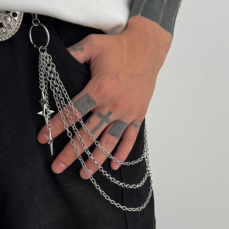 Retro Punk Rock Cross Pants Waist Chain Men Women Jeans Chain Cross Pendant Keychain Jeans Unisex Hip-Hop Jewelry Gift