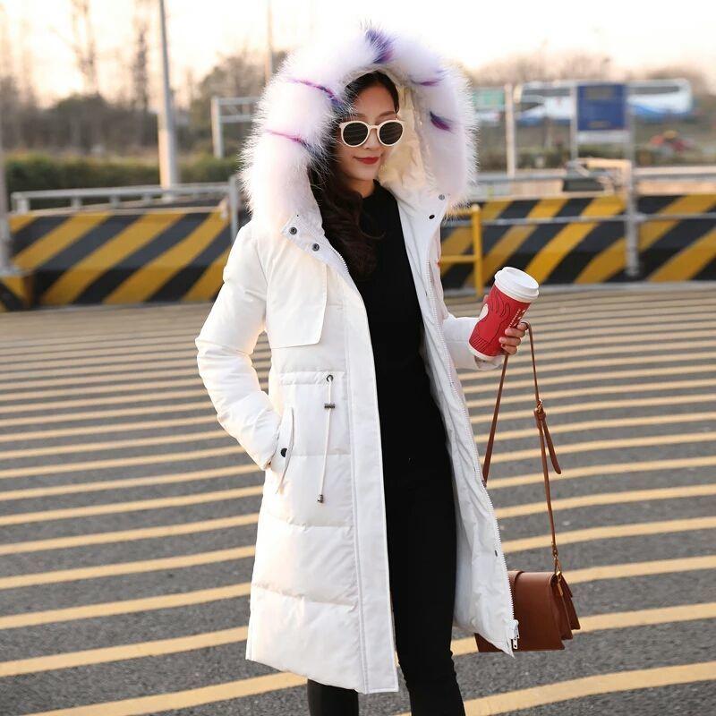 High-end Luxury Down Cotton-padded Clothes Women's Medium and Long New Cotton-padded Clothes Waist Slim-fitting Color Coats