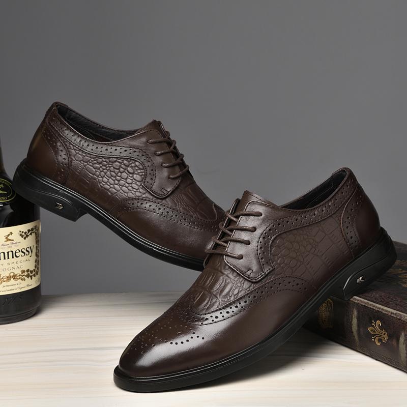 Роскошные брендовые мужские туфли-оксфорды из натуральной кожи, деловые туфли с узором под крокодиловую кожу, универсальные повседневные туфли-дерби на плоской подошве