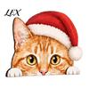 Christmas Party Props Cute Cat Shelf Sitter, Wooden Hat Peeking Desk Figurine, Funny Animal Sitting Sign, Lover Gift for Holiday Home Office