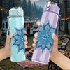 1PC Blue Snowflake Mandala Design 750ml Color Plastic Sports Water Bottle Leakproof Flip Straw Lid Suitable for Sports Office Home Use