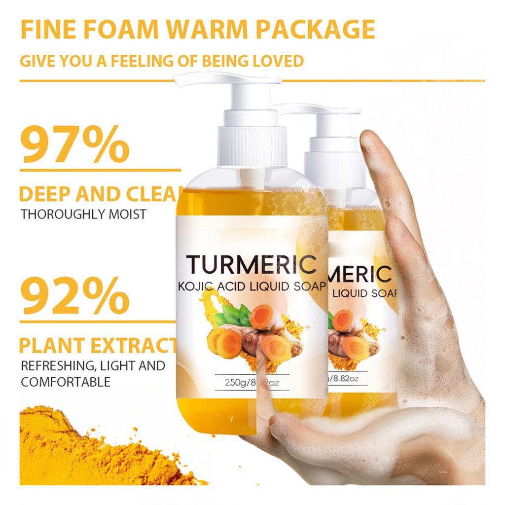 Curcuma Kojic Жидкое мыло 250 мл Очищающий гель для душа для тела Деликатная пена Нежный гель для душа