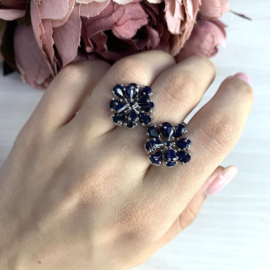 Серебряные серьги с натуральным сапфиром 9.3ct (1196847)