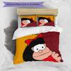 3pcs Custom Name Cartoon Mafalda Bedding Set Duvet Cover Closure Includes 1 Duvet Cover & 2 Pillowcases for All Seasons Bedroom Decor