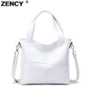 Genuine Leather Women Shoulder Messenger Bags Lady Handbag Female Long Handle White Cowhide Satchel