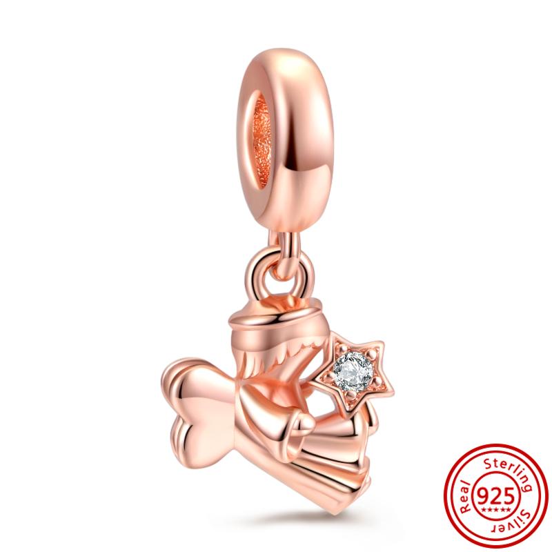 Новый 925 серебро мультфильм пчела ангел мальчик девочка держит сердце сверкающие бусины подходят оригинальный браслет-подвеска женские роскошные ювелирные изделия