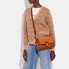 COACH Tabby 26 snap closure leather and suede and snakeskin hand-held shoulder bag women's brown