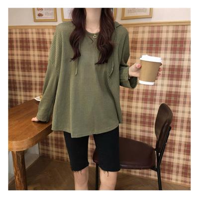 Весна и осень Плюс Размер Свободный Ленивый Напускной Пуловер С Капюшоном Толстовка Женская Tide Топ с Длинными Рукавами