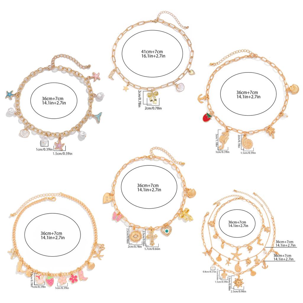 Elegant Shell Crosses Necklace Jewelry Accessory for Women with Gold Charm and Bohemians Summer Seashells Designs