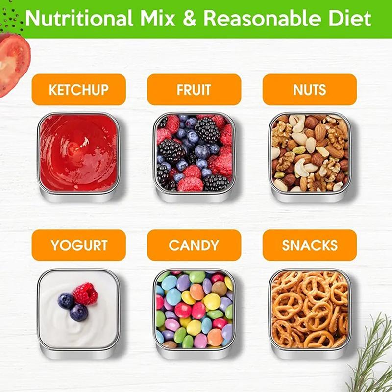 Квадратная нержавеющая стальная чашка для соуса с крышкой, переносная детская ланч-контейнерная коробка, небольшой контейнер для хранения продуктов