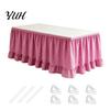 Ruffled Desk Cover for Teachers Plaid Table Skirt, Durable Polyester with Hook And Organized Classroom Supplies Loop Fasteners, Decorative Party