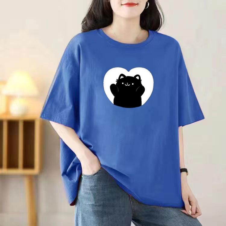 Женская летняя популярная футболка с короткими рукавами из хлопка, дышащая, свободная футболка с принтом, повседневная