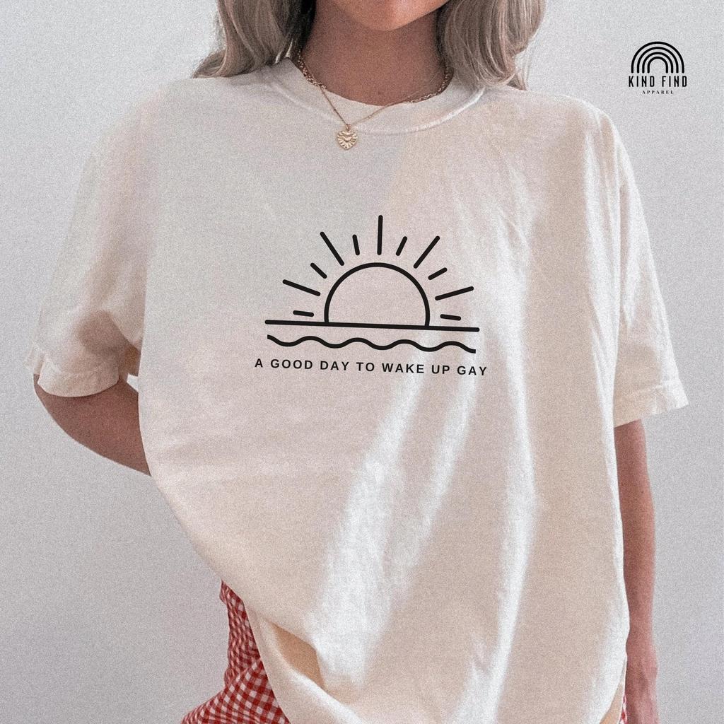 SUBTLE PRIDE SHIRT, It's A Good Day To Wake Up Gay, Positive Gay Shirt, Lgbtq Shirt, Lesbian Beach Tshirt, Discreet Pride Outfit Woman