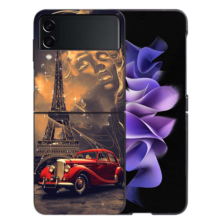 Eiffel Tower Art Phone Case For Samsung Z Flip 6 7 5G Galaxy Z Flip 5 4 3 5G Cases Shockproof Hard Cover TPU