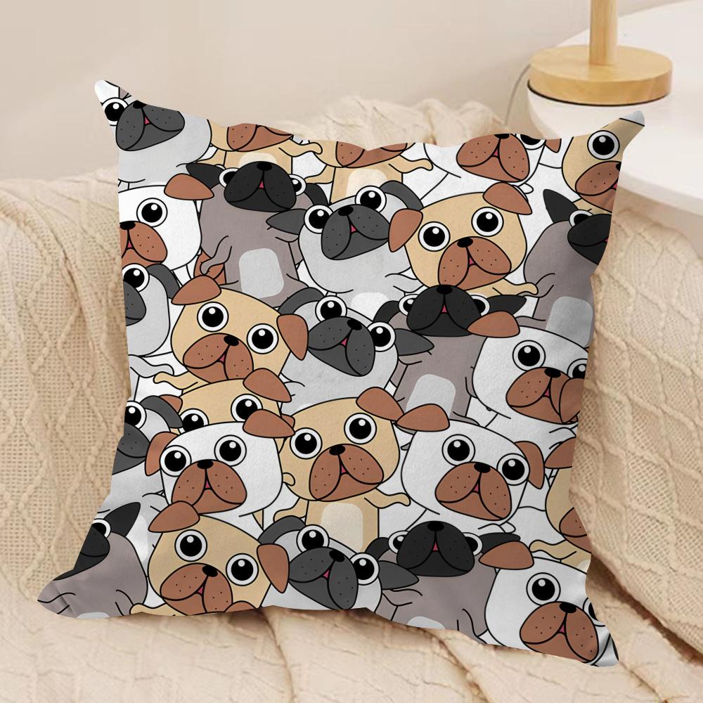 Cute cartoon Dog Face pattern Cushion Cover Silky Short Plush Invisible Zipper Dustproof Sofa Pillow Case for Home Decor