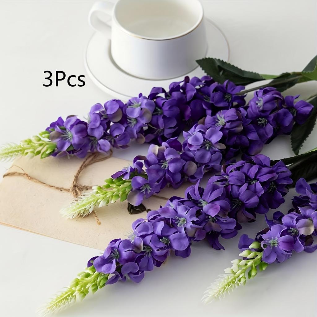 3 шт. искусственных цветов на длинном стебле, 73 см, шелковые цветы дельфиниума для домашнего декора, для улицы, для цветочных композиций, для свадебного украшения