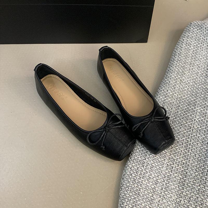 Fashion New Fashion Butterfly-Knot Women Flats Slip On Shoes Female Square Toe Footwear Shallow Ladies Flats With Shoes