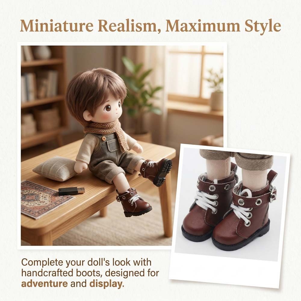 1 Pair Casual Wear Doll PU Leather Shoes Lightweight 20cm Doll Leather Boots DIY Doll