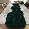 Green Velvet Table Runner Wedding Tablecloth Dinner Party Decoration Table Flag