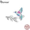 925 Sterling Silver Kingfisher Opening Ring Colorful Enamel Bird Adjustable Ring for Women Party Fine Jewelry Gift