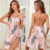 Sexy Summer Sleepwear Women Ice Silk Satin Night Deress Sleeveless V-Neck Split Hem Soft Lingerie Sleepwear Female Clothes