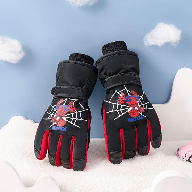 Spider Man Winter Child Gloves Fleece Lined Warm Child Ski Gloves Windproof Cold Proof Cycling Gloves Kids Gift Marvel