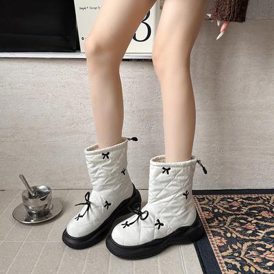 Женские зимние легкие теплые стеганые сноубутсы на толстой подошве, пуфики, нескользящие, износостойкие, повседневные кроссовки, хлопковые ботинки