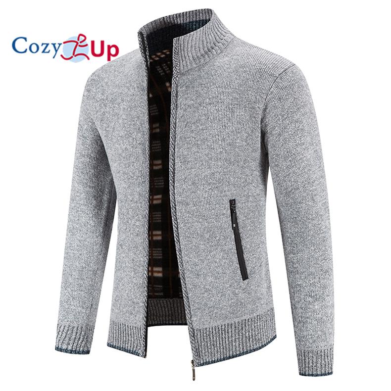 Cozy up мужской маленький воротник-стойка плюс бархатный утолщенный трикотажный кардиган свитер куртка