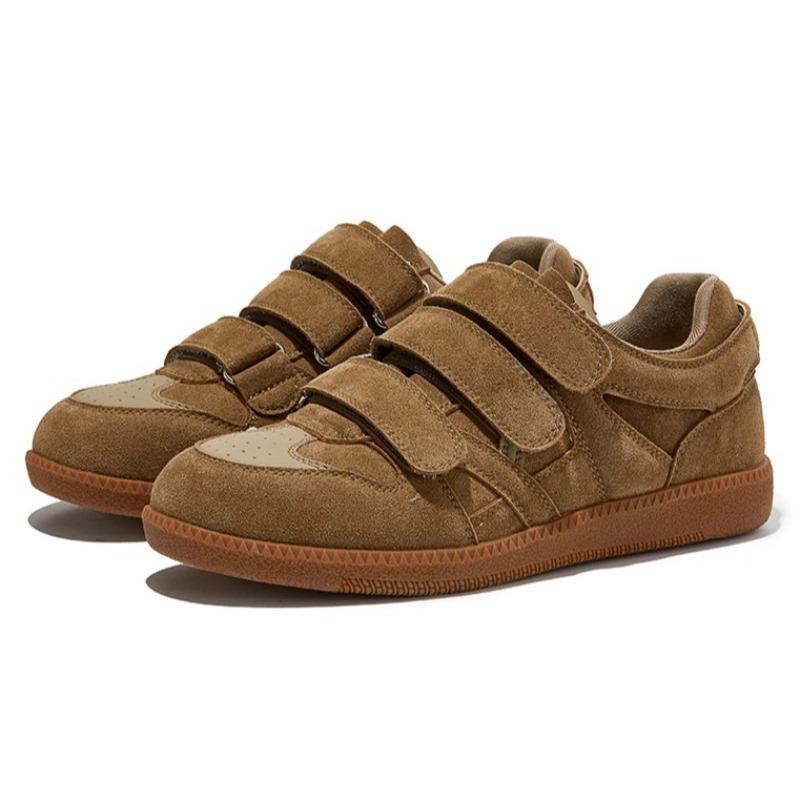 2026 Spring New Genuine Leather Sneakers Women Vintage Brown Suede Flat German Training Shoes Comfortable Outdoor Running Shoes