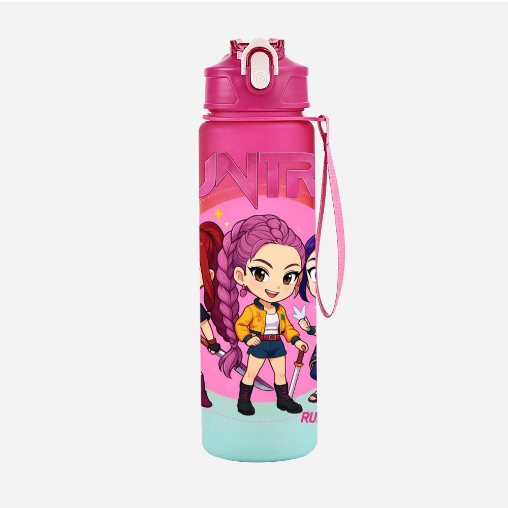Cartoon K-Pop Demon Hunters Printed 750Ml Water Bottle Large Capacity Drinking Cup Portable Outdoor Sports Water Cup Children Gift