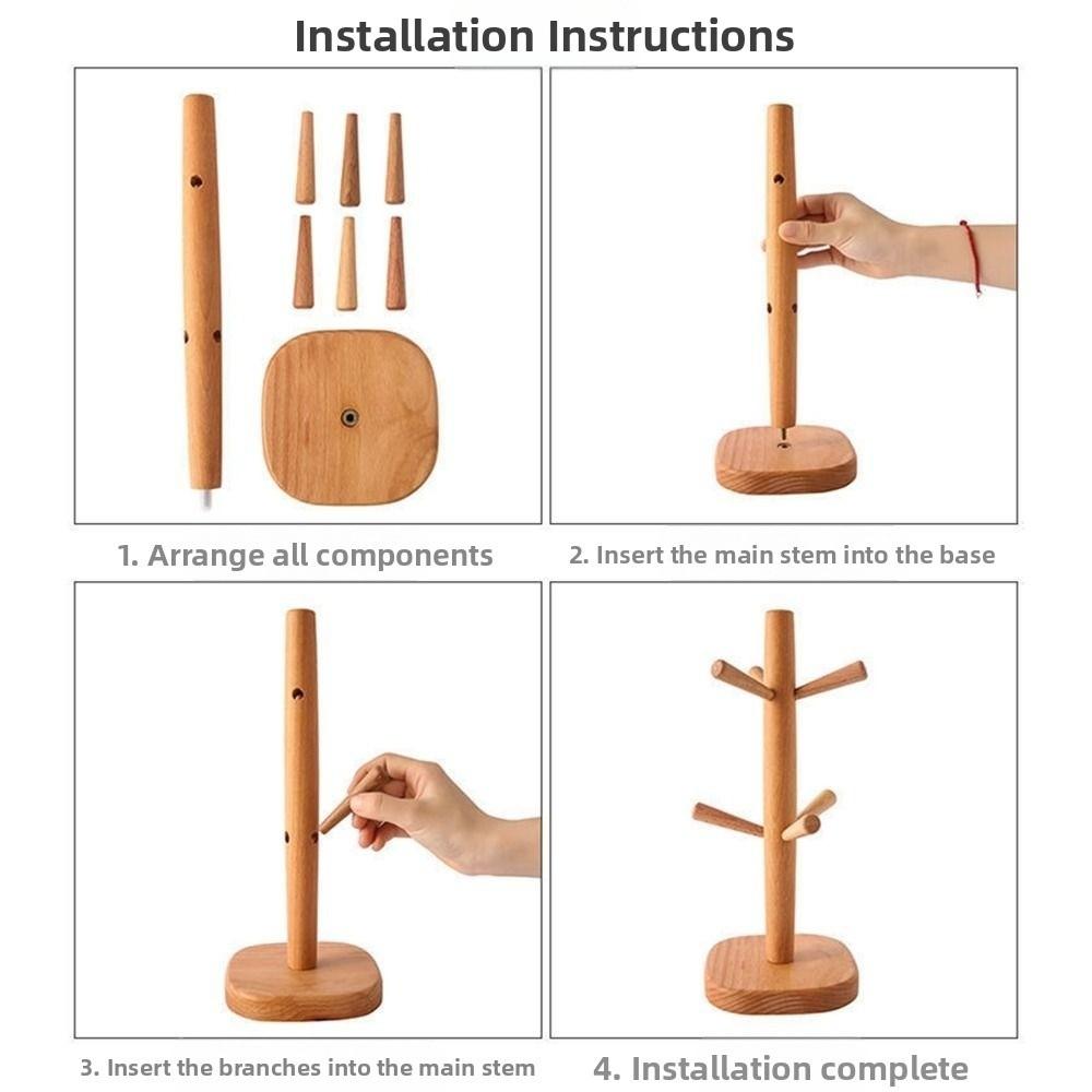 6 Hooks Mug Hanging Display Rack Tree Shape Tabletop Drinkware Shelf Tea Cups Drainer  Cafe Use