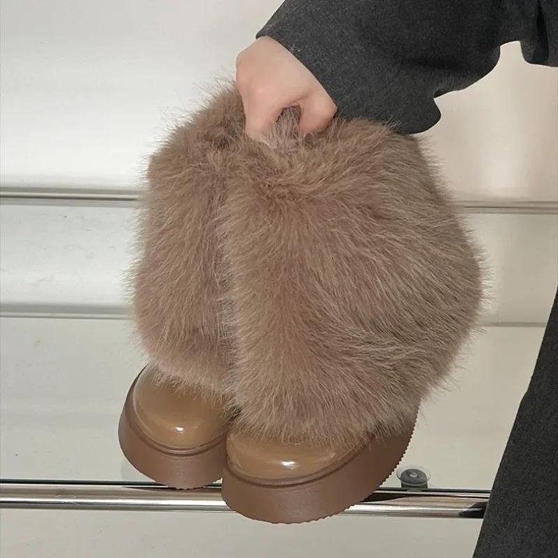 Женские зимние модные плюшевые зимние сапоги с толстой подошвой, нескользящие, женские, нежные, корейские, теплые, короткие сапоги Zapatos De Mujer